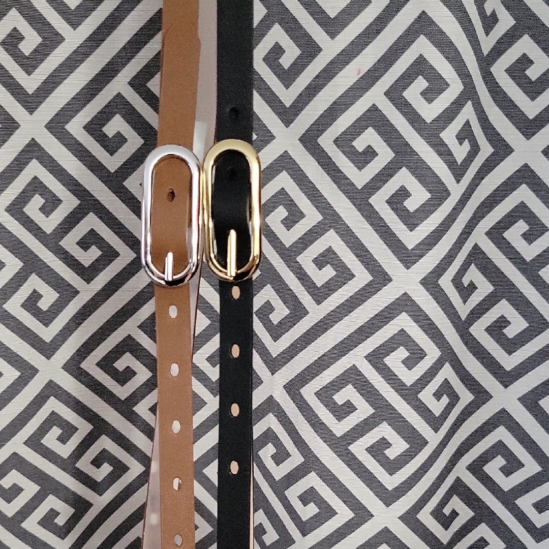 Tan And Black Leather Belts With Silver Buckles